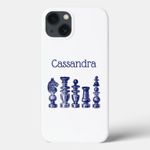Peças de Xadrez Arte Vintage Azul