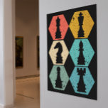 Peças de Xadrez de Vintage Únicas Poster<br><div class="desc">Trendy Vintage Chess Pimenta trabalho de arte sunset mostrando 6 peças de xadrez. Incrível ideia de presente para cada jogador de xadrez e qualquer um que ama o jogo de conselho. xeque-mate!</div>