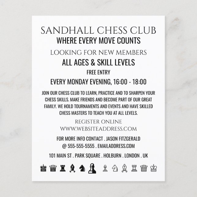 Peças de Xadrez, Folheto de Publicidade do Clube d (Frente)