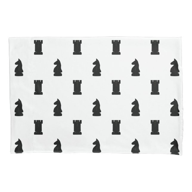 Peças de Xadrez Pretas Cavaleiro e Rook (Frente-Esquerda)