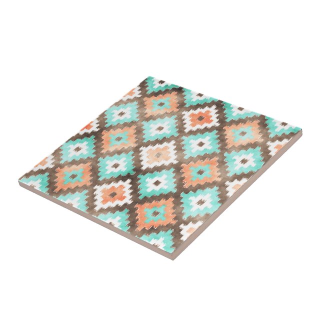 Pech Orange Turquoise Aqua Green Tribe Art (Lateral)