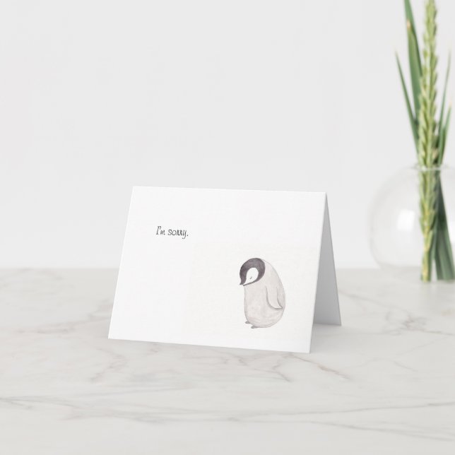 Peço desculpa pelo cartão pinguim bonito de arte M (Frente)