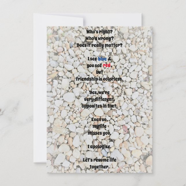 Peço desculpa por receber um cartão de saudação (Frente)