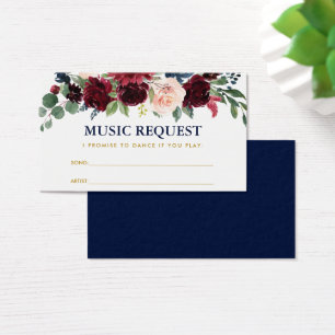 Pedido De Música De Casamento Azul Floral Burgund