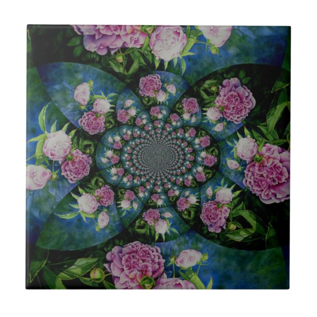 Pedônio branco-rosa, cor-de-água floral, mandala (Frente)