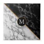 Pedra de mármore preto e branco personalizável<br><div class="desc">Pedras Trendentes de Mármore Preto e Branco - Adicione Sua Carta / Logotipo / Número / Ano / Imagem / Mais ... </div>