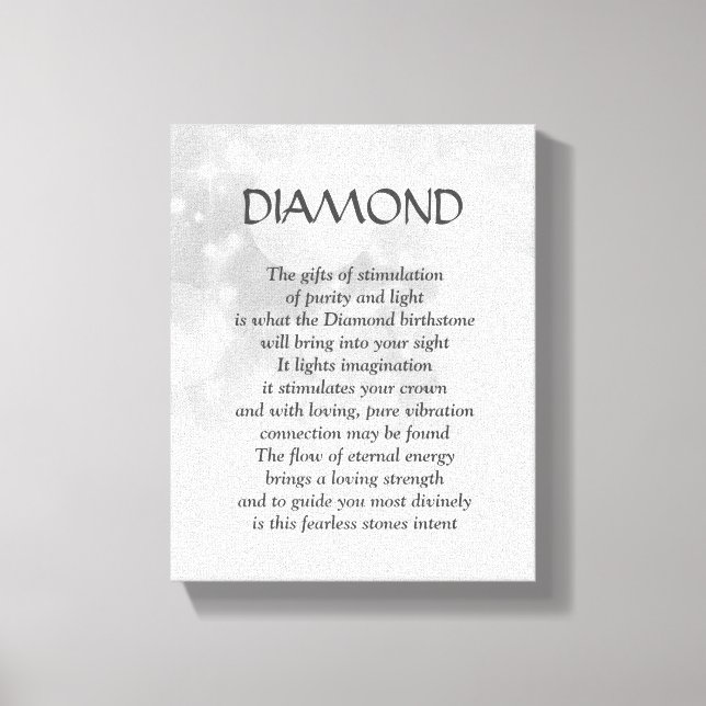Pedra de nascimento de Diamond - canvas de poesia  (Frente)