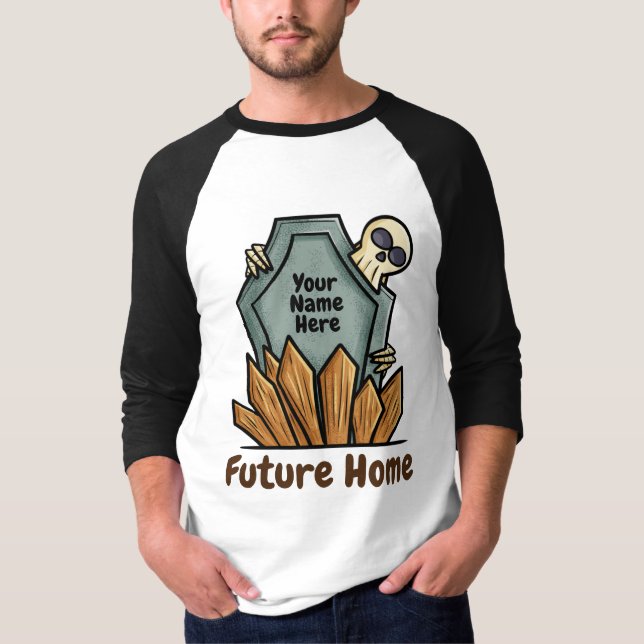 Pedra engraçada personalizável com camisa do crâni (Frente)