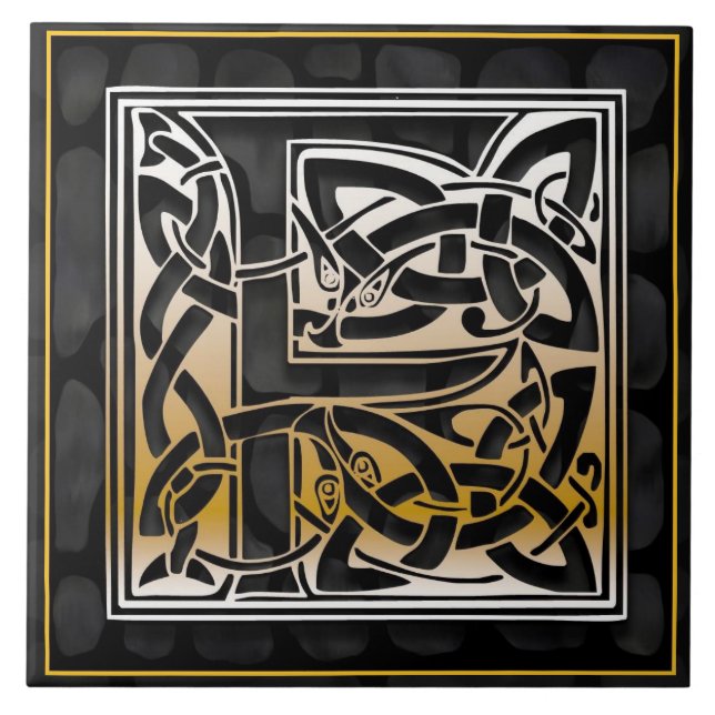 Pedra Negra Celular F Monograma Azulejo Inicial (Frente)