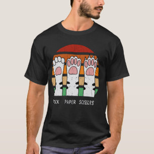 Pedra Papel Tesoura Patas de Gato Camiseta Jogo da
