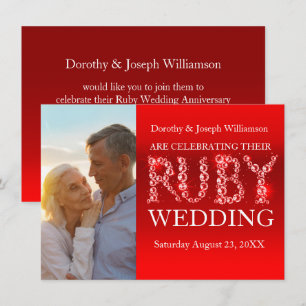 Pedras de brilho de casamento de rubi foto convite