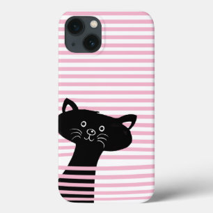 Peekaboo! Capa de telefone bonito do gato preto
