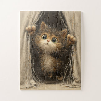 Peekaboo Kitten - Quebra-cabeça da cortina cosa