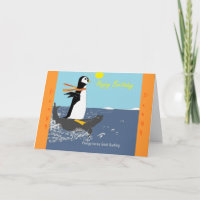 Pega O Cartão De Aniversário Do Pinguim.