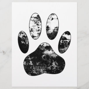 Pegada de cachorro grunge preto e branco