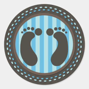 Pegadas do bebê - azul - etiquetas