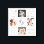 Pegadas Fotográficas Múltiplas Canvas De Guarda-Fí<br><div class="desc">Crie uma gravidez que seja tão única quanto seu filho precioso com este design de 4 fotos "Olá, Pequeno Um" com o nome do seu bebê, estatísticas de natalidade, nomes de pais e irmãos. No centro estão duas linhas de modelo para sua mensagem pessoal ou você pode usar a nossa....</div>