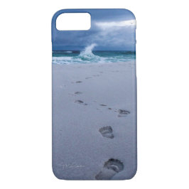 Pegadas nas capas de iphone da areia