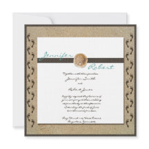 Pegadas no Convite para Casamento de Areia