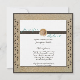 Pegadas no Convite para Casamento de Areia