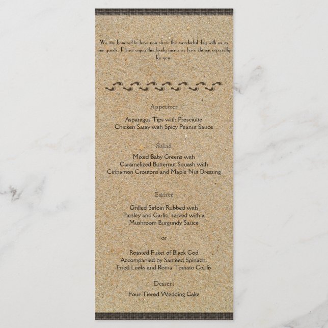 Pegadas no menu Sand Wedding (Frente)