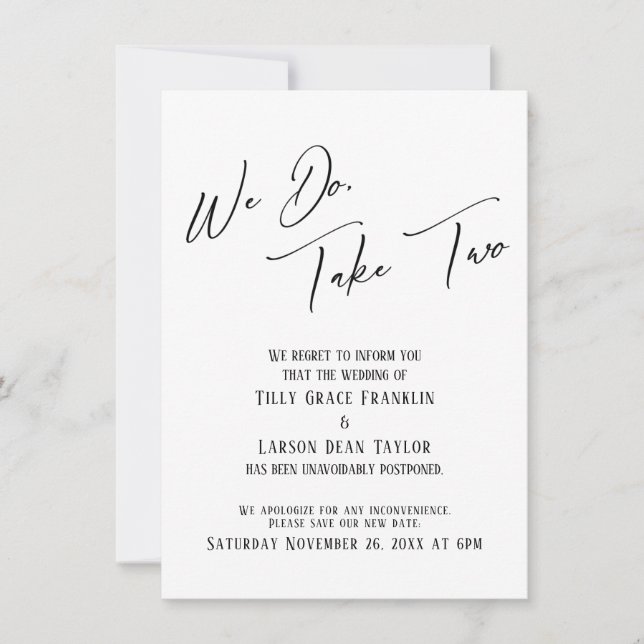 Pegamos Dois: Cartão Simples De Casamento Atrasado (Frente)