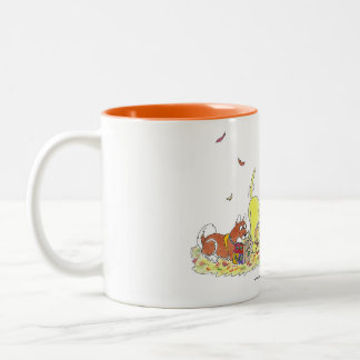 Pegue a vida de um cachorro! Folhas caídas, caneca