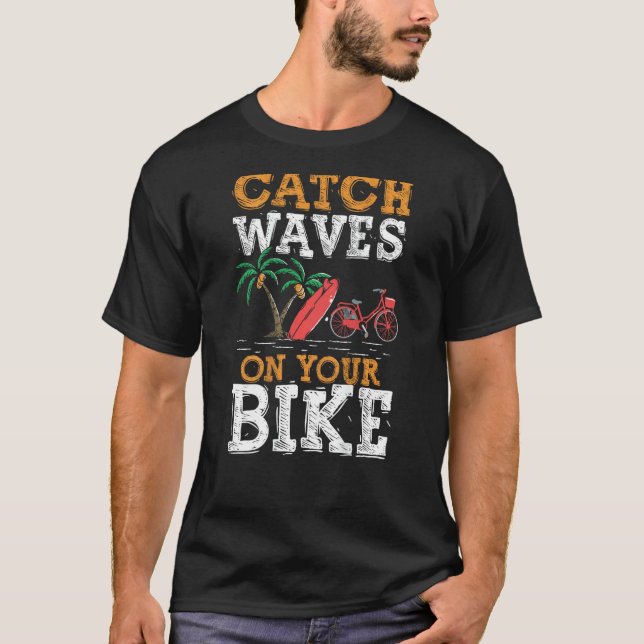 Pegue Ondas Na Sua Camiseta De Ciclismo Com Impres (Frente)