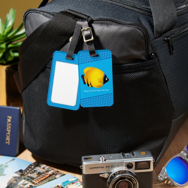 Peixe amarelo da criança na etiqueta de bagagem do (Frente e verso)