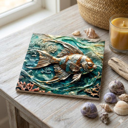 Peixe-Anjo Metálico Decoração de Vida Marinha