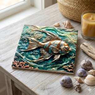 Peixe-Anjo Metálico Decoração de Vida Marinha