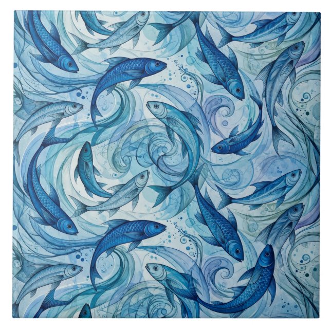 Peixe Azul Místico Fluindo Harmonia (Frente)
