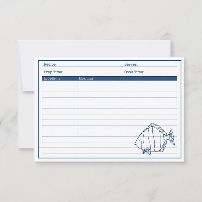 Peixe Azul Náutico Elegante - Cartão de Receita de (Frente)