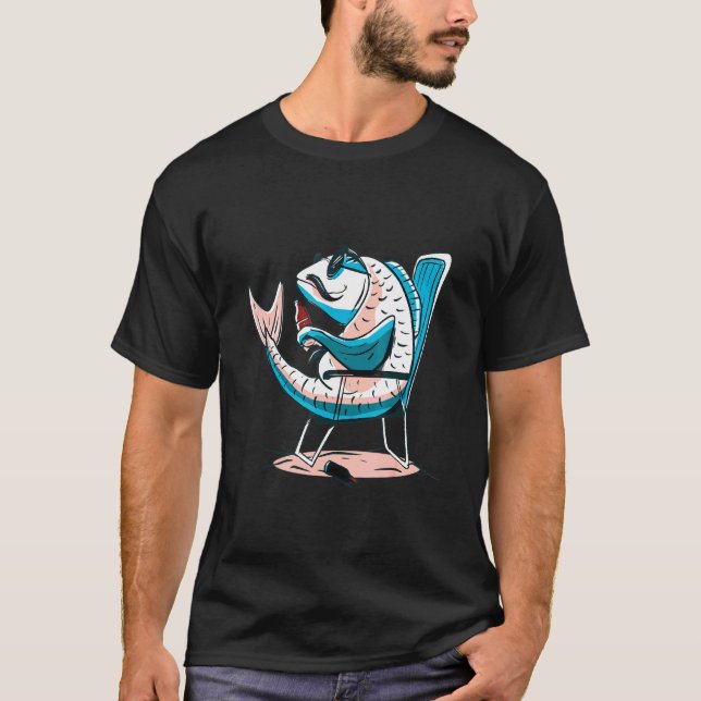 Peixe Carpa Com Design de Camiseta de Pescador de  (Frente)