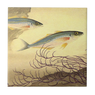Peixe Cavala no Oceano, Arte Vintage Japonismo