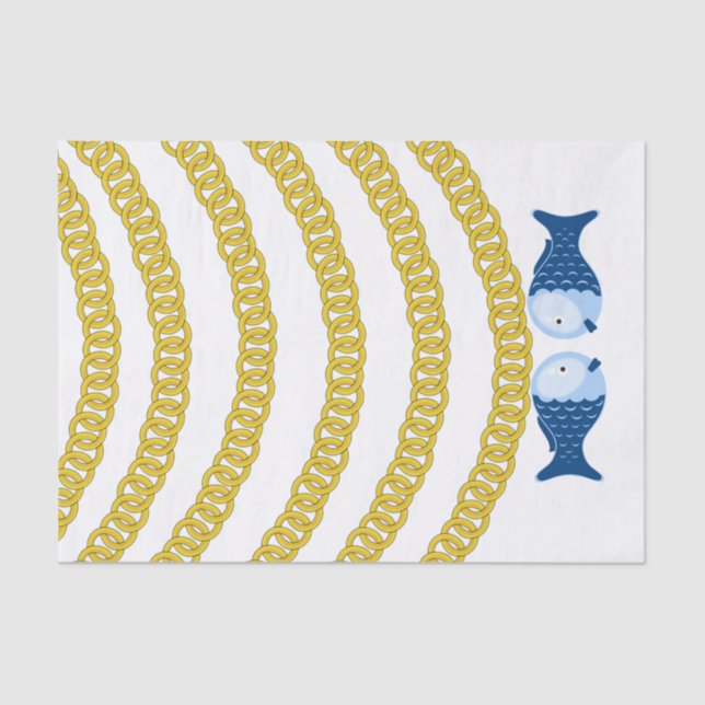 Peixe de corrente Dourada de papel para tecidos (Frente )