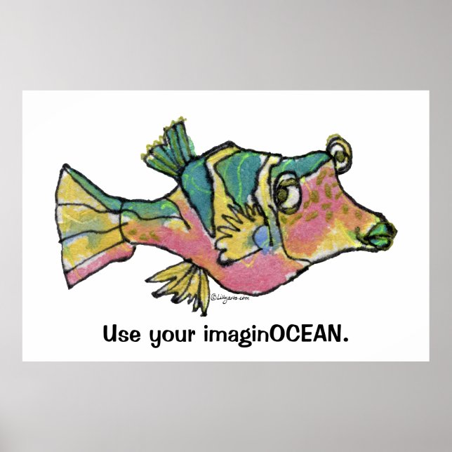 Peixe de desenho 001 ImaginOCEAN Poster Large (Frente)