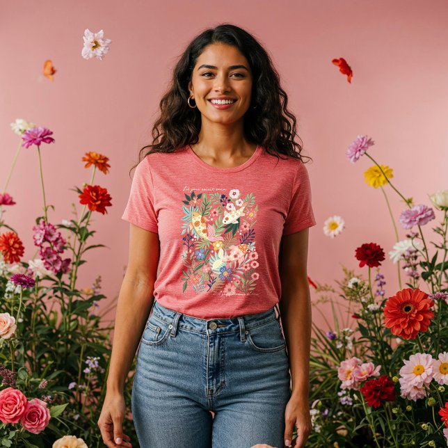 Peixe de Peixes Biológicos Tropicais Elegante (Elegant Tropical Floral Botanical Koi Fish Pond Tri-Blend Shirt)