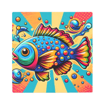 Peixe de Pop de Arte Vibrante: Um Lixo Colorido