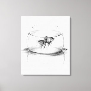 Peixe dourado em umas canvas da arte do lápis da