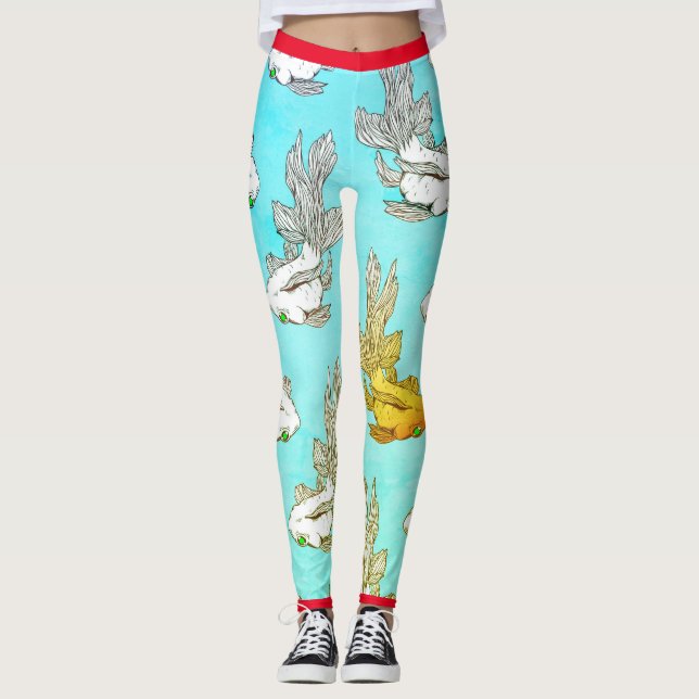 PEIXE JAPONÊS NADANDO Leggings (Frente)