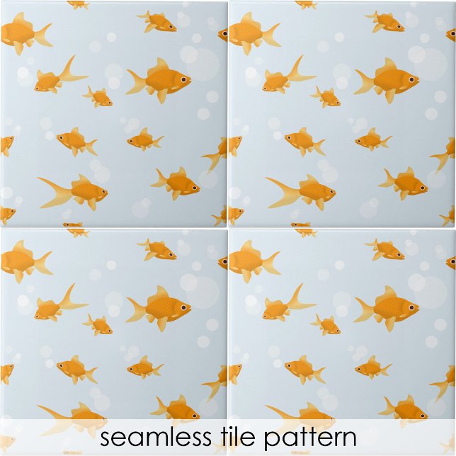 Peixe-Justo Nadando na Água (Cute Goldfish Swimming in Water Ceramic Tile)