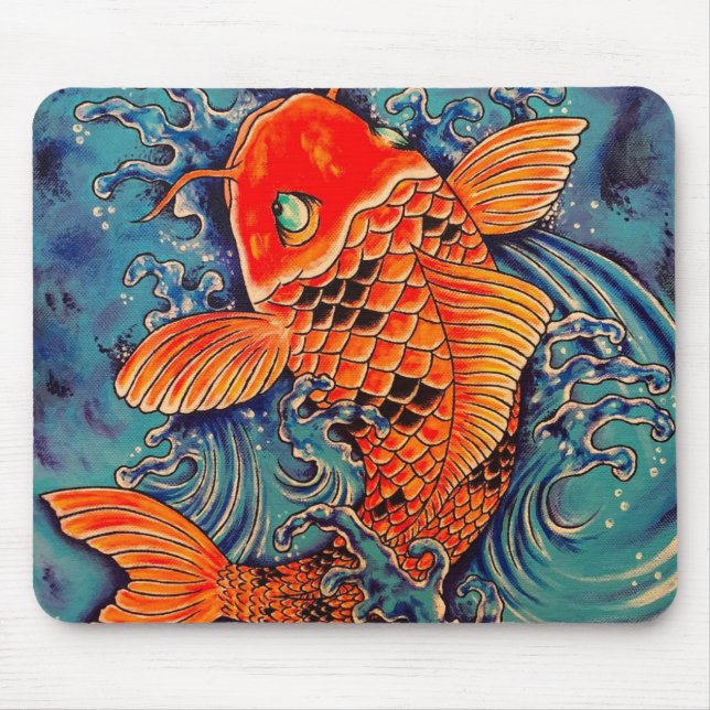"Peixe Koi" Estilo Tatuagem Estilo Art Mouse Pad (Frente)