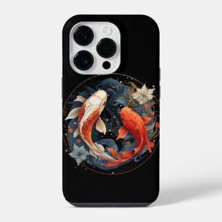 Peixe Koi Vermelho Branco Ying Yang Fluxo de Água
