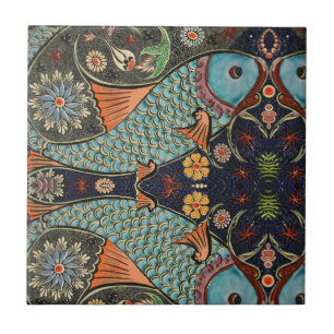 Peixe Mosaico Azul Turquesa / Padrão Moderno Único