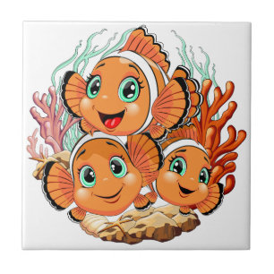 Peixe palhaço Desenho animado Fofo Família Subaquá