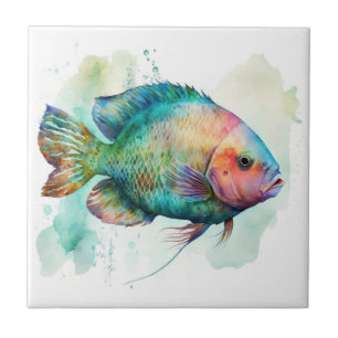 Peixe Papagaio, Aquarela, Azulejo