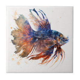 Peixe Pterois Exótico, Aquarela, Azulejo Cerâmico