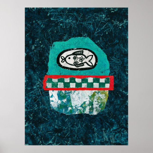 Peixe vai ao mercado, Poster Wall Art (Frente)