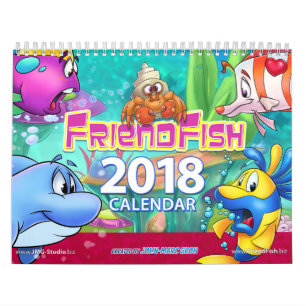 Peixes 2018 dos desenhos animados do calendário d